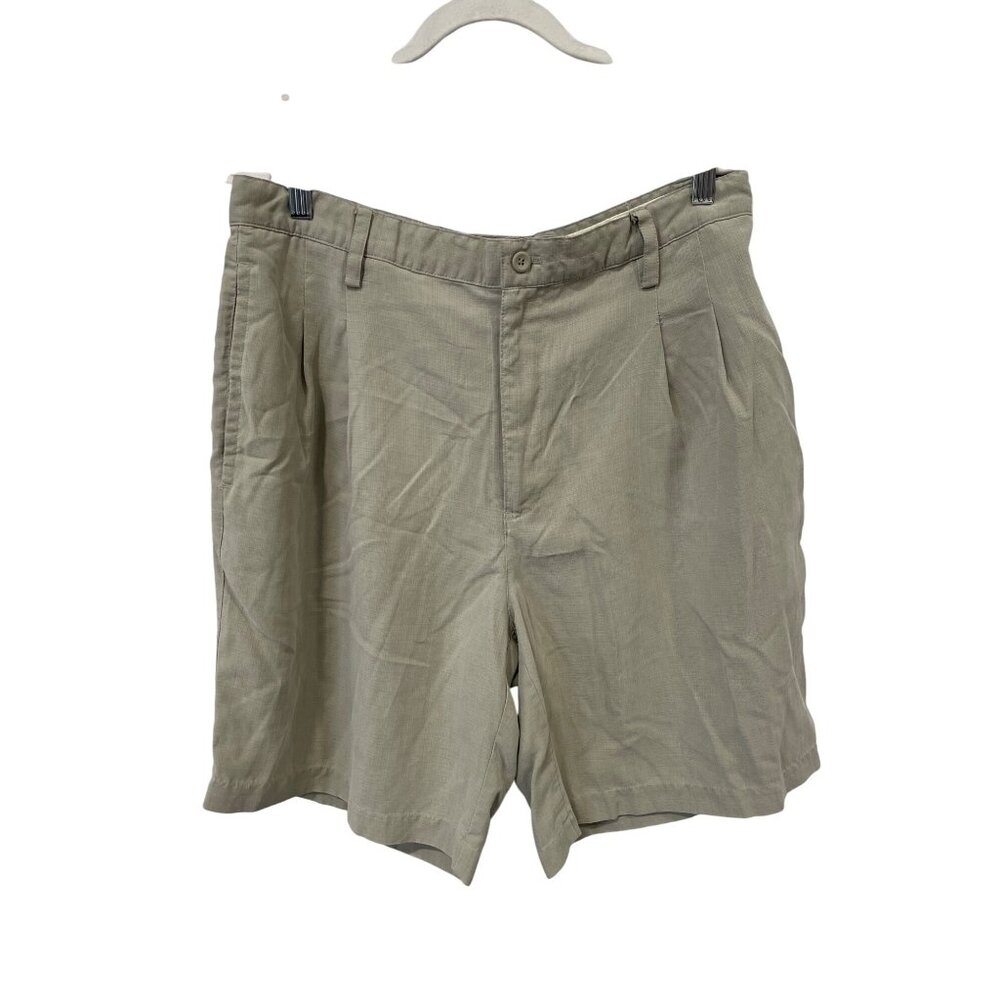 Bamboo Cay Pleated Shorts Size 34 Beige Polynosic Blend Summer Resort Outdoor